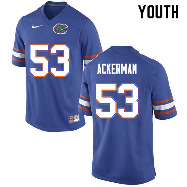 Youth #53 Brendan Ackerman Florida Gators College Football Jerseys Sale-Blue